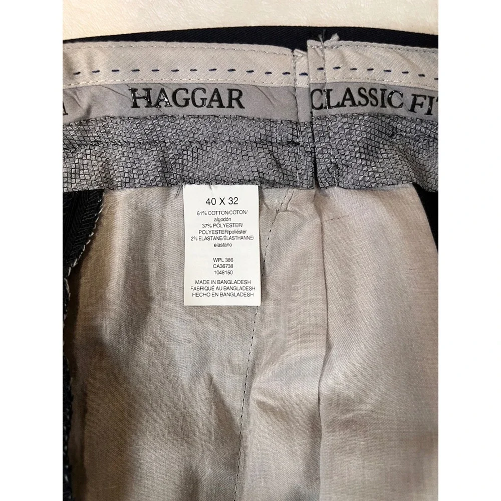 NWT Haggar Iron Free Premium Khaki Pants Mens 40x32 Black Classic Fit Stretch